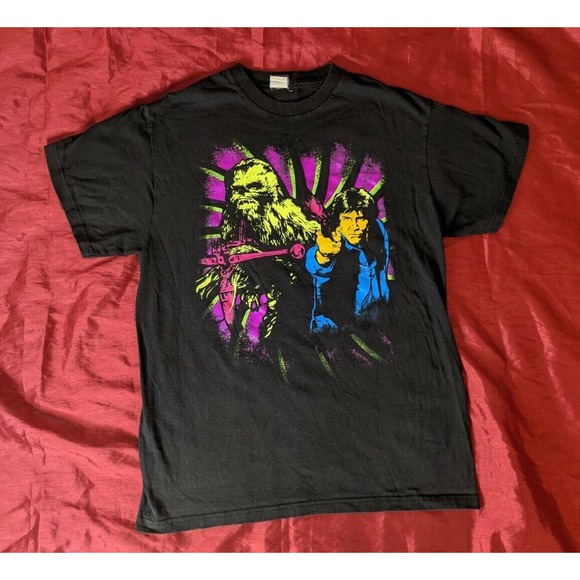 Official Star Wars Chewbacca & Han Solo Trippy TShirt Size MEDIUM Pop Art Lucas - Picture 2 of 11